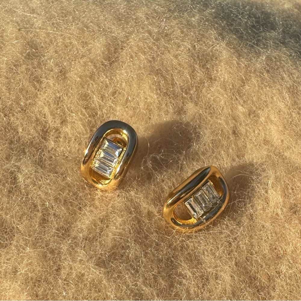 Christian Dior Designer Stacked Stud Earrings